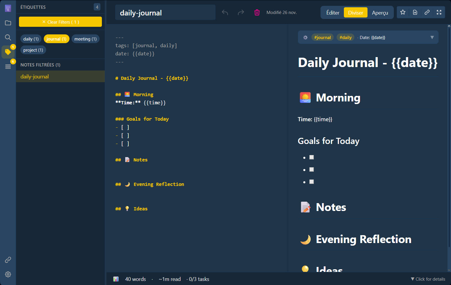 NoteDiscovery tag filtering panel