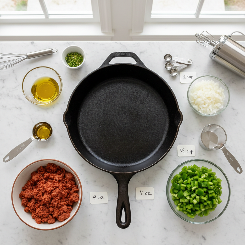 Ingredients and Prep for Spicy Atkins-Friendly Chorizo Skillet