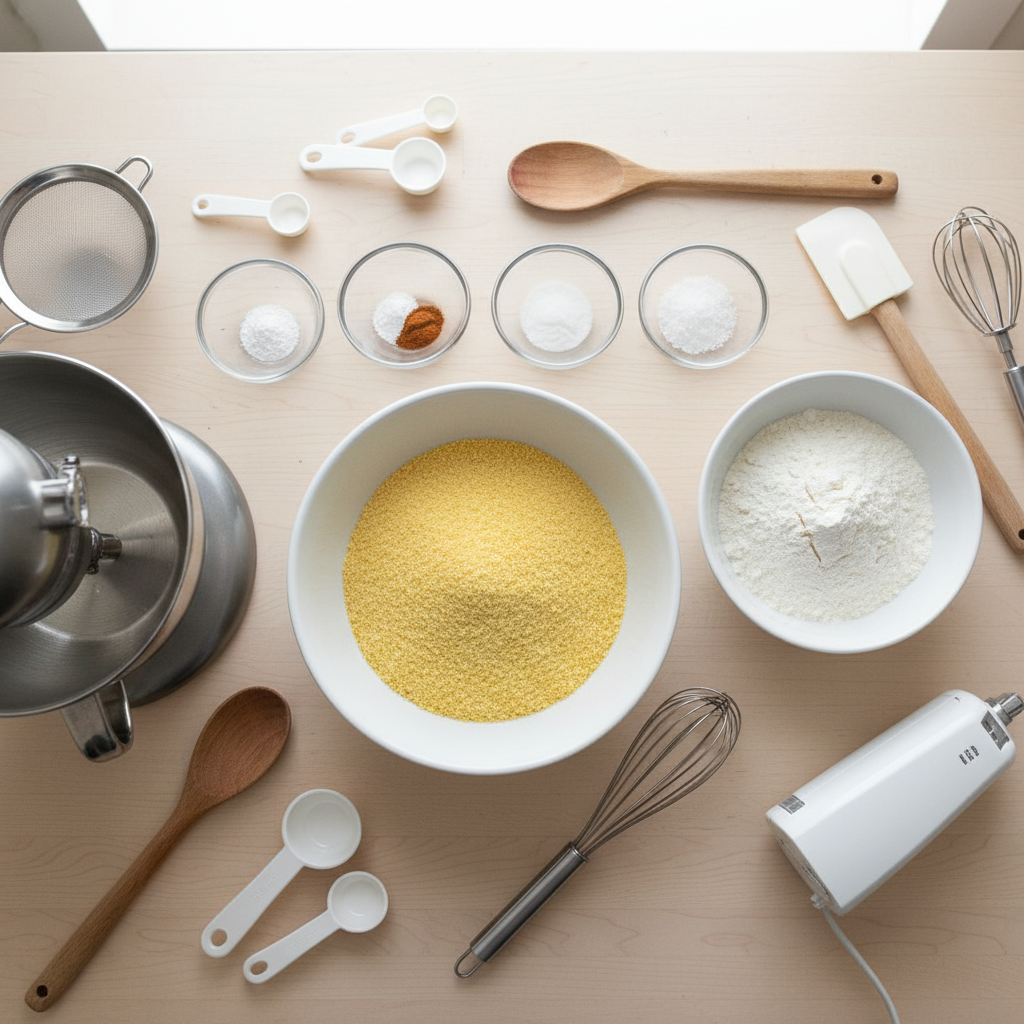 Ingredients and Prep for Traditional Rustic Cornbread